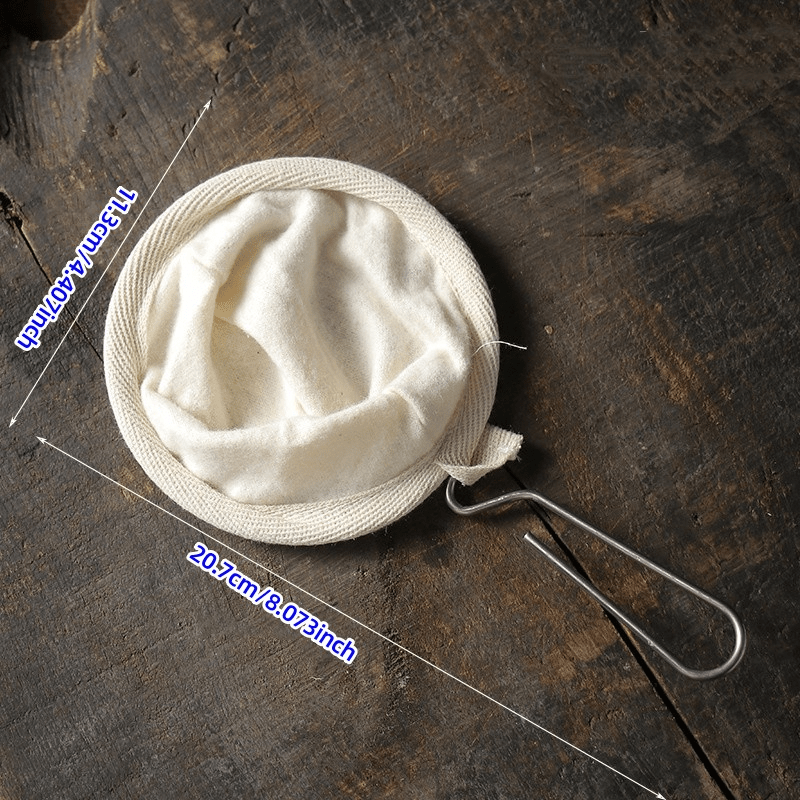 Reusable Flannel Coffee Filter Bag with Stainless Steel Handle for Hand Brew