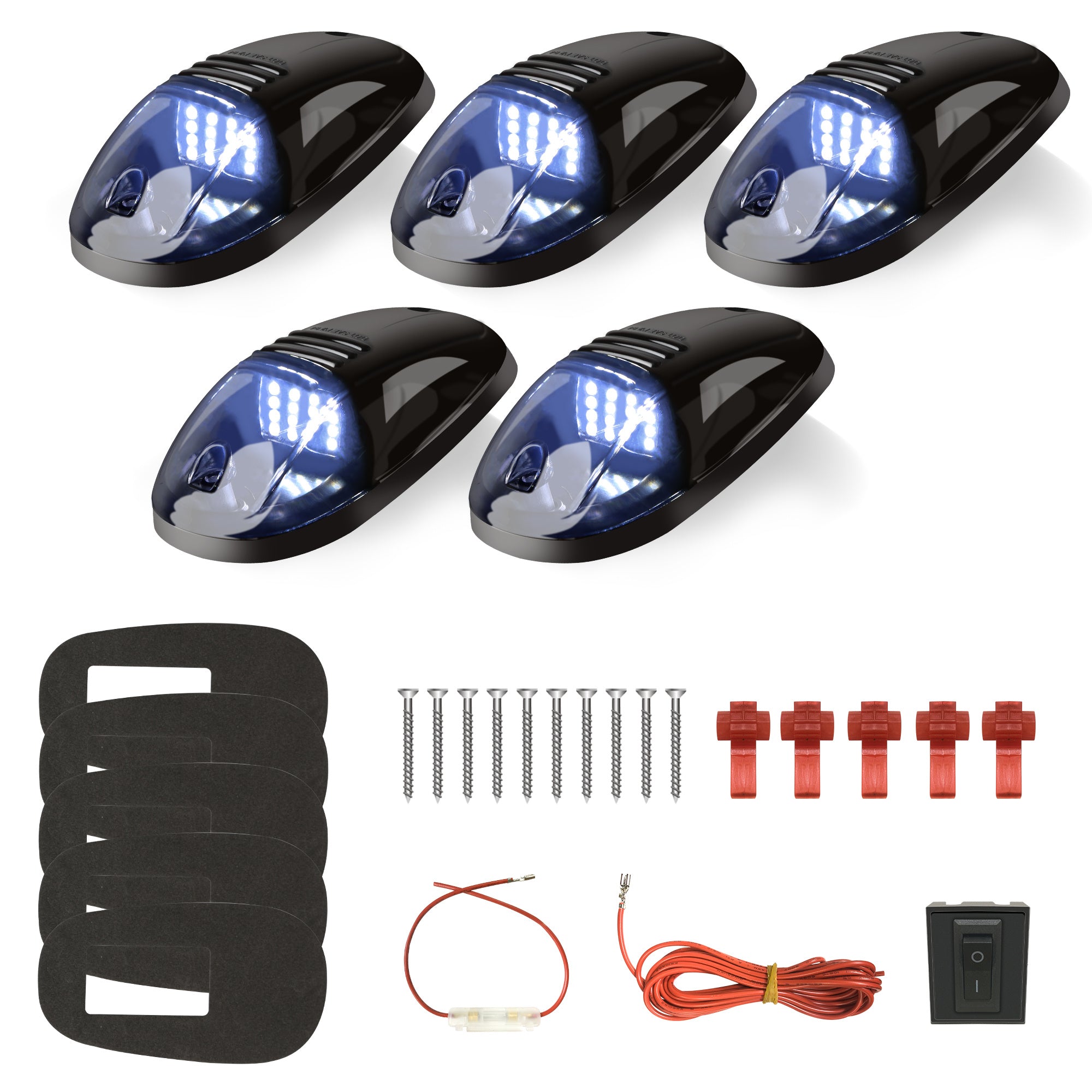 5Pcs 12V LED Smoke Glass Roof Marker Light Bulb Assembly for Pickup Trucks