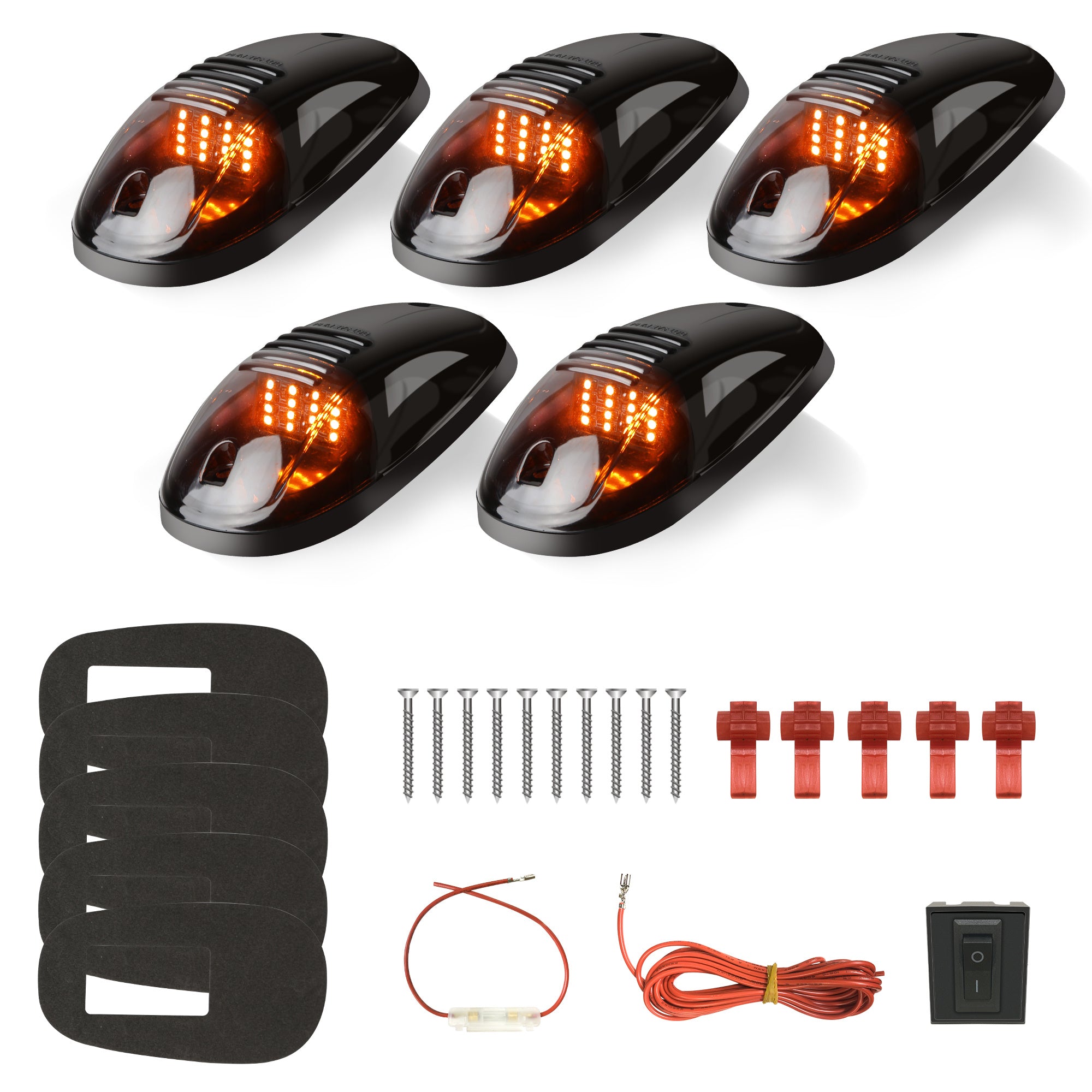 5Pcs 12V LED Smoke Glass Roof Marker Light Bulb Assembly for Pickup Trucks