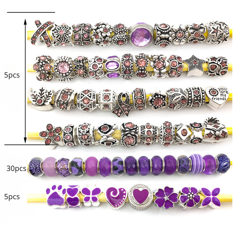 Set of 40 Assorted Bead Bracelet Accessories with Large Hole Beads in 6 Colors for DIY Jewelry