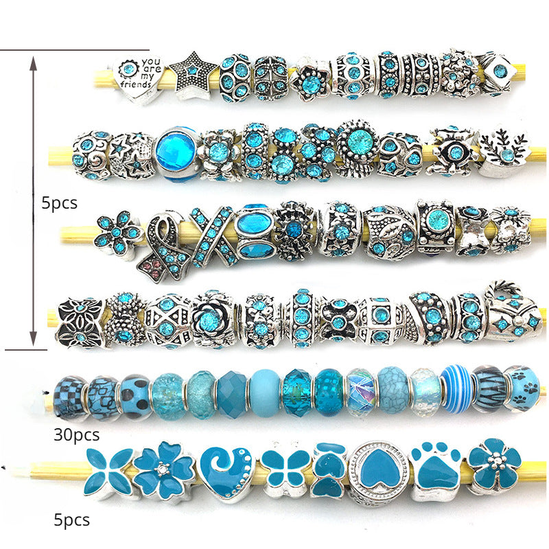 Set of 40 Assorted Bead Bracelet Accessories with Large Hole Beads in 6 Colors for DIY Jewelry
