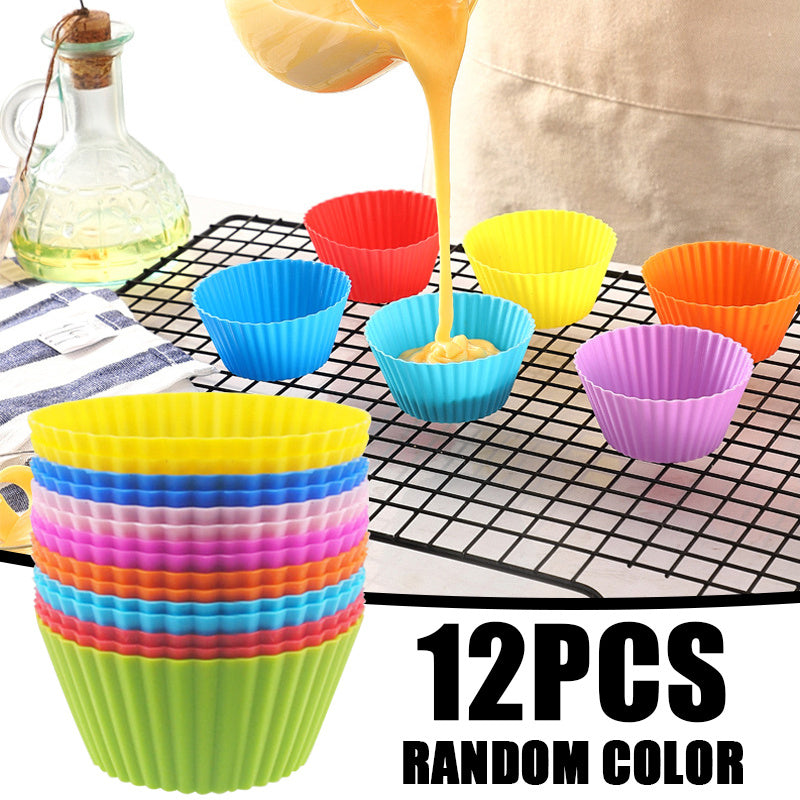 Silicone Cake Mold Set of 12 Round Muffin Cups for Baking and Decorating