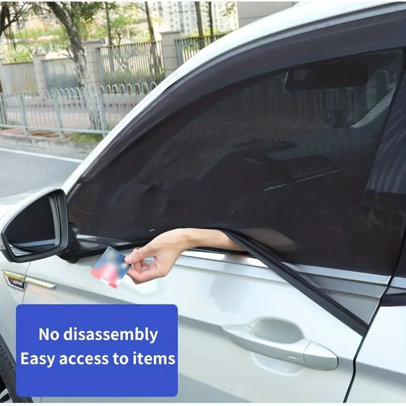 2Pcs Car Window Mosquito Nets Sunshade Ventilation UV Heat Protection