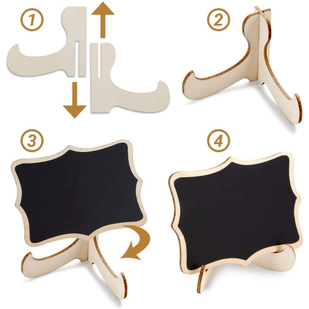 Set of 10 Miniature Chalkboard Signs with Easel Stands for Weddings and Events