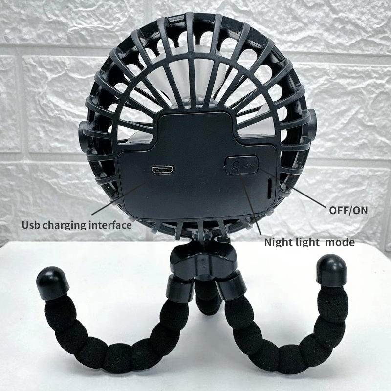 Rechargeable USB Bladeless Portable Fan for Desk, Stroller, Outdoor Blue Black