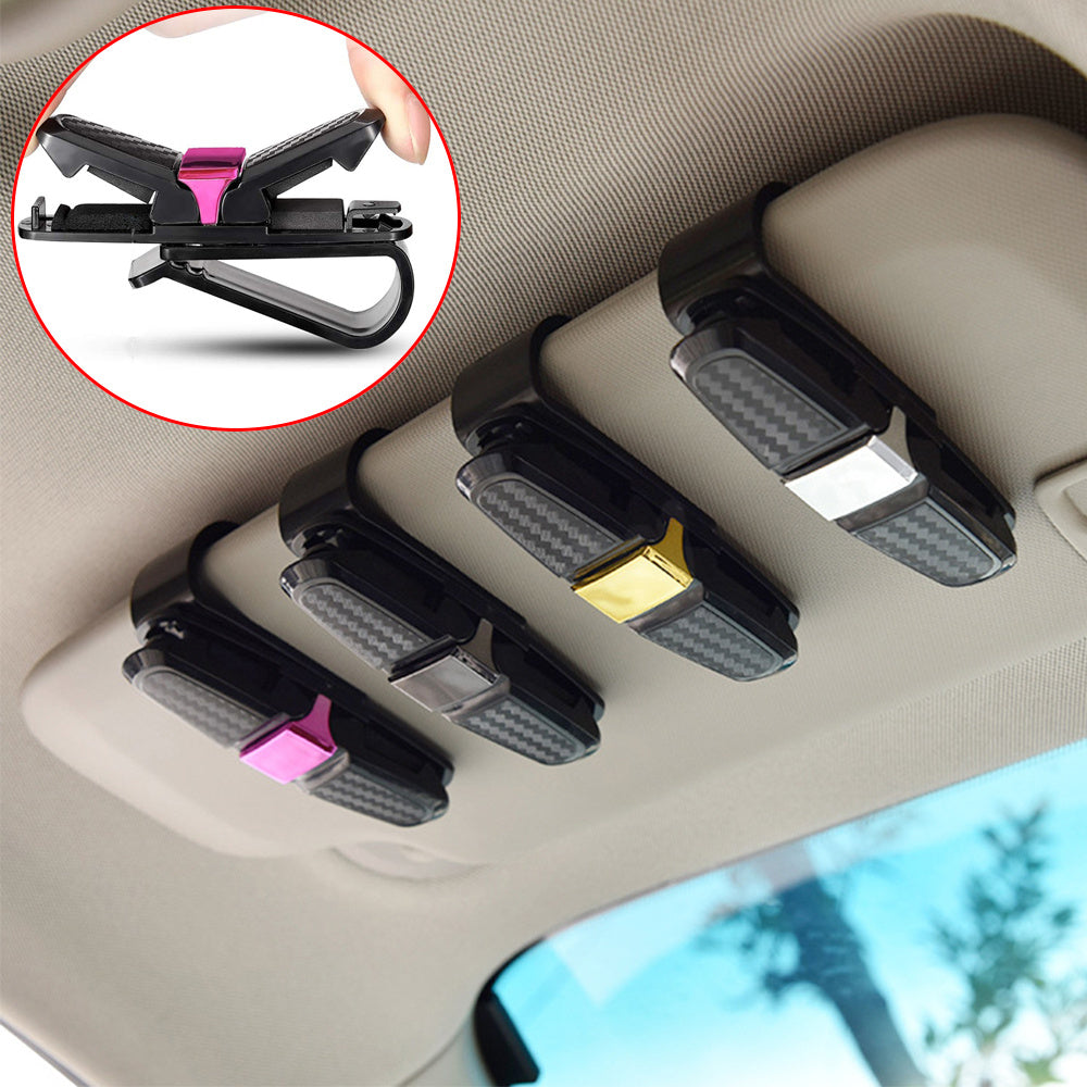 Car Sun Visor Glasses Case Holder Card Ticket Pen Clip Storage