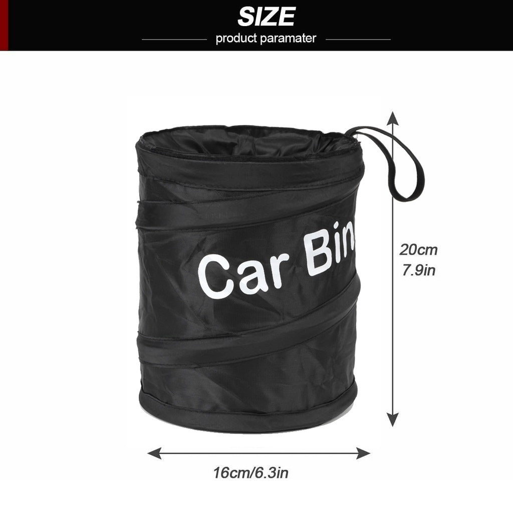 Cubo de basura para coche plegable negro, a prueba de fugas, de Oxford, para camping, oficina