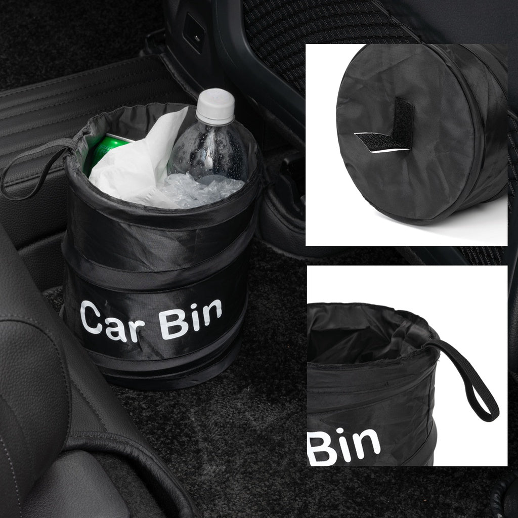 Cubo de basura para coche plegable negro, a prueba de fugas, de Oxford, para camping, oficina