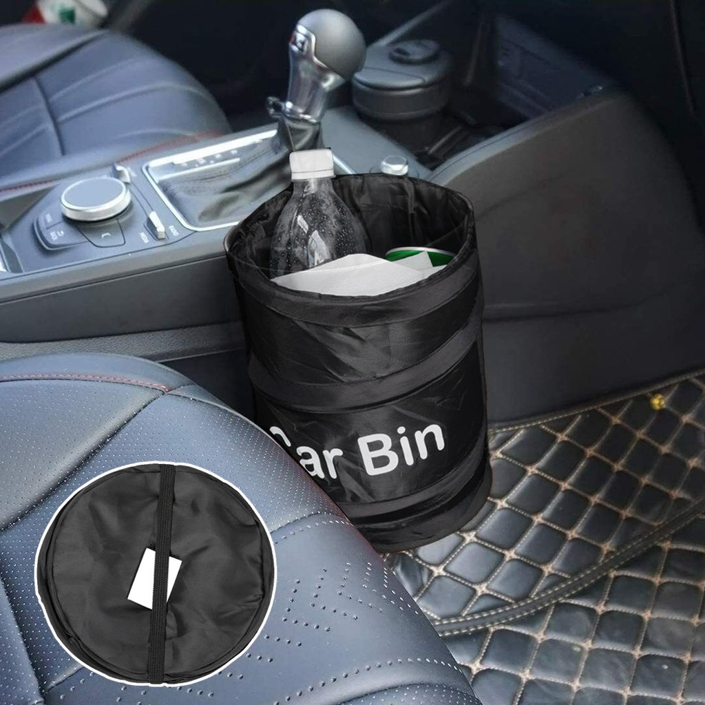 Cubo de basura para coche plegable negro, a prueba de fugas, de Oxford, para camping, oficina