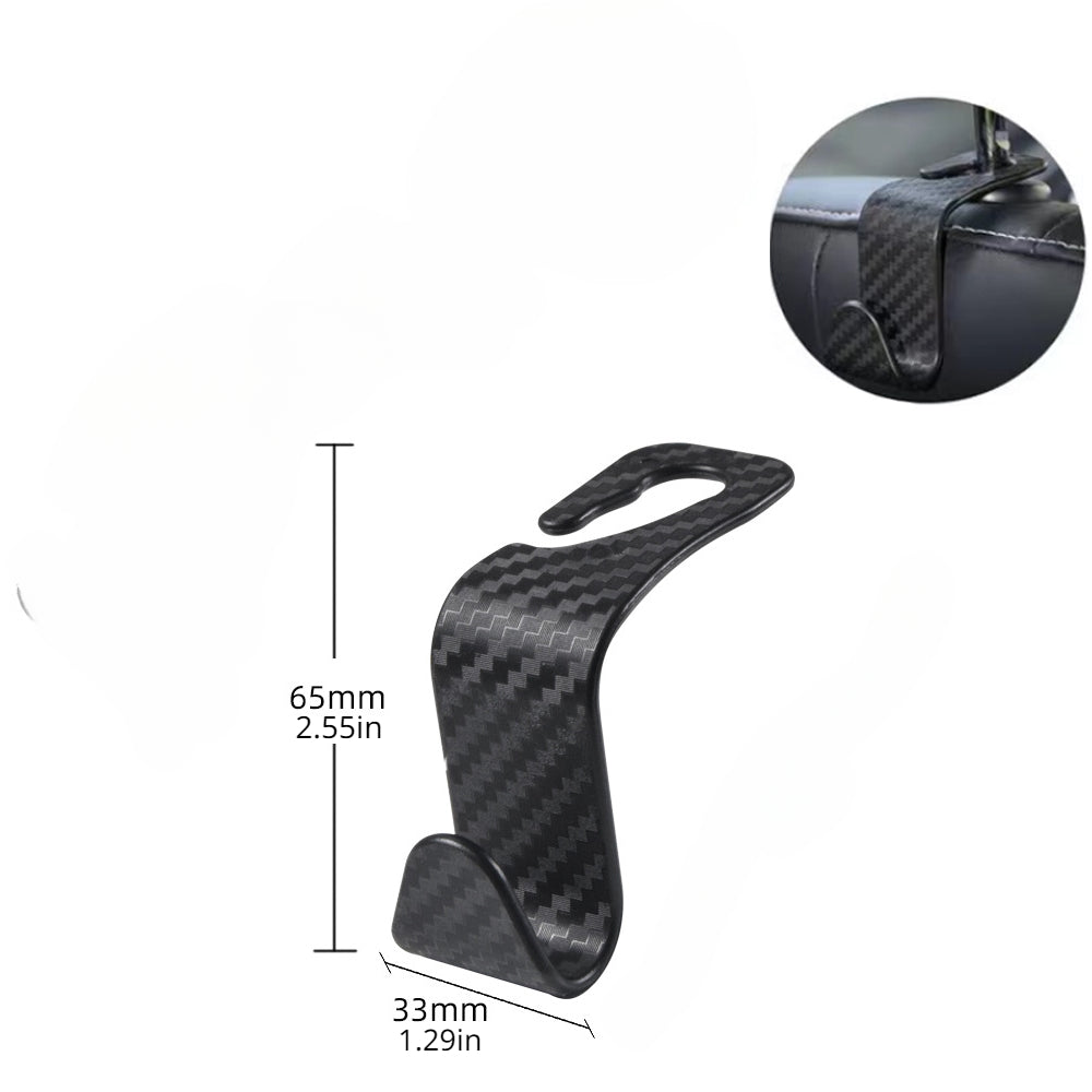 4/8PCS Carbon Fiber Car Seat Headrest Hooks Auto Back Seat Organizer Storage