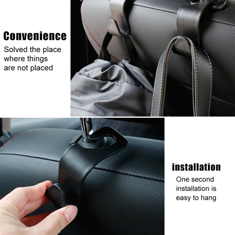4/8PCS Carbon Fiber Car Seat Headrest Hooks Auto Back Seat Organizer Storage