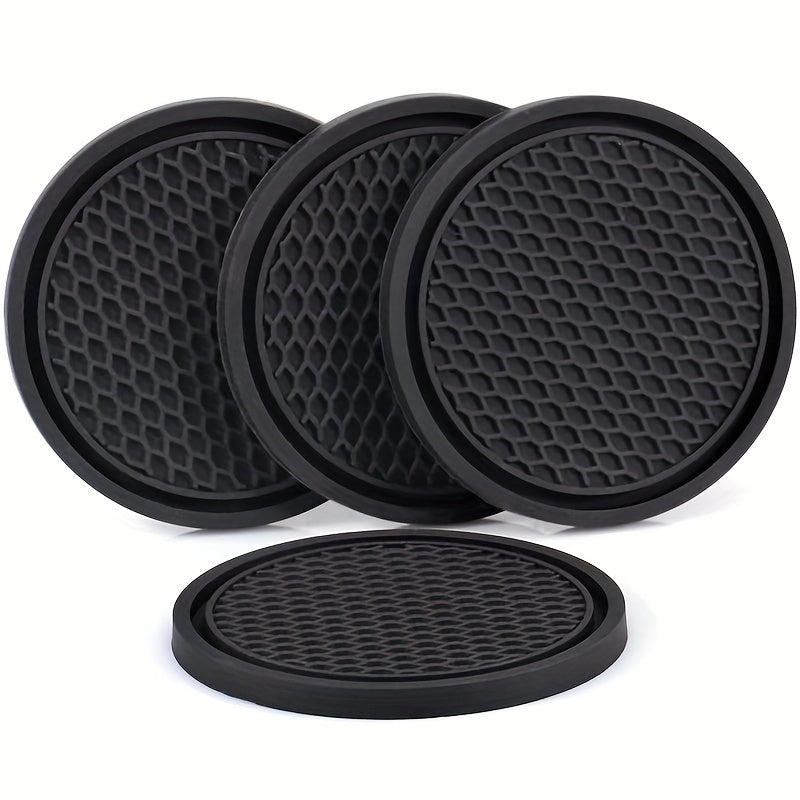 2pcs Car Coasters Soft Rubber Non-slip Cup Holder Interior Decor Accessories