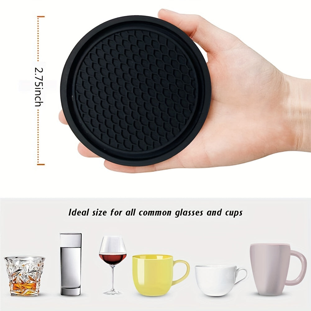 2pcs Car Coasters Soft Rubber Non-slip Cup Holder Interior Decor Accessories