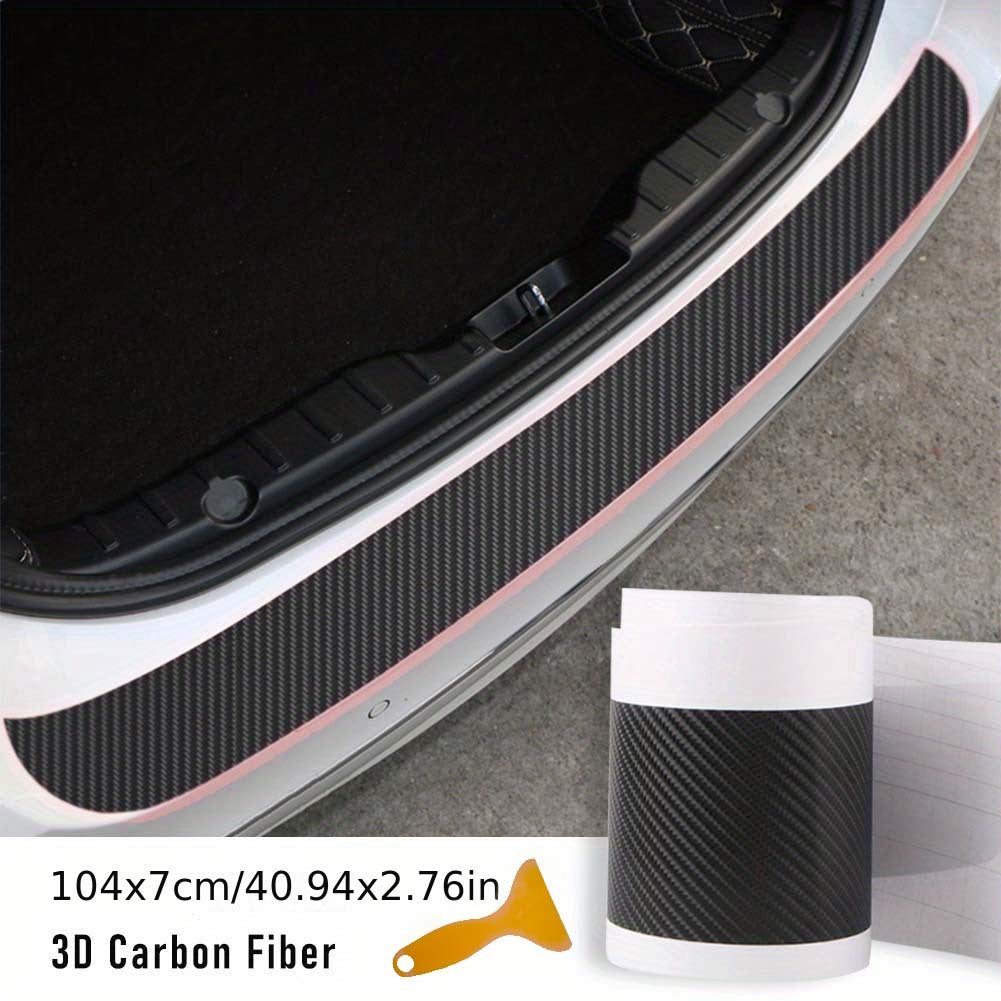 Universal Rear Trunk Guard Plate Sticker 3D Carbon Fiber Scratch Protection