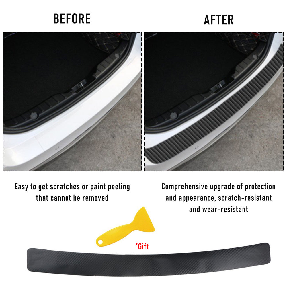 Universal Rear Trunk Guard Plate Sticker 3D Carbon Fiber Scratch Protection
