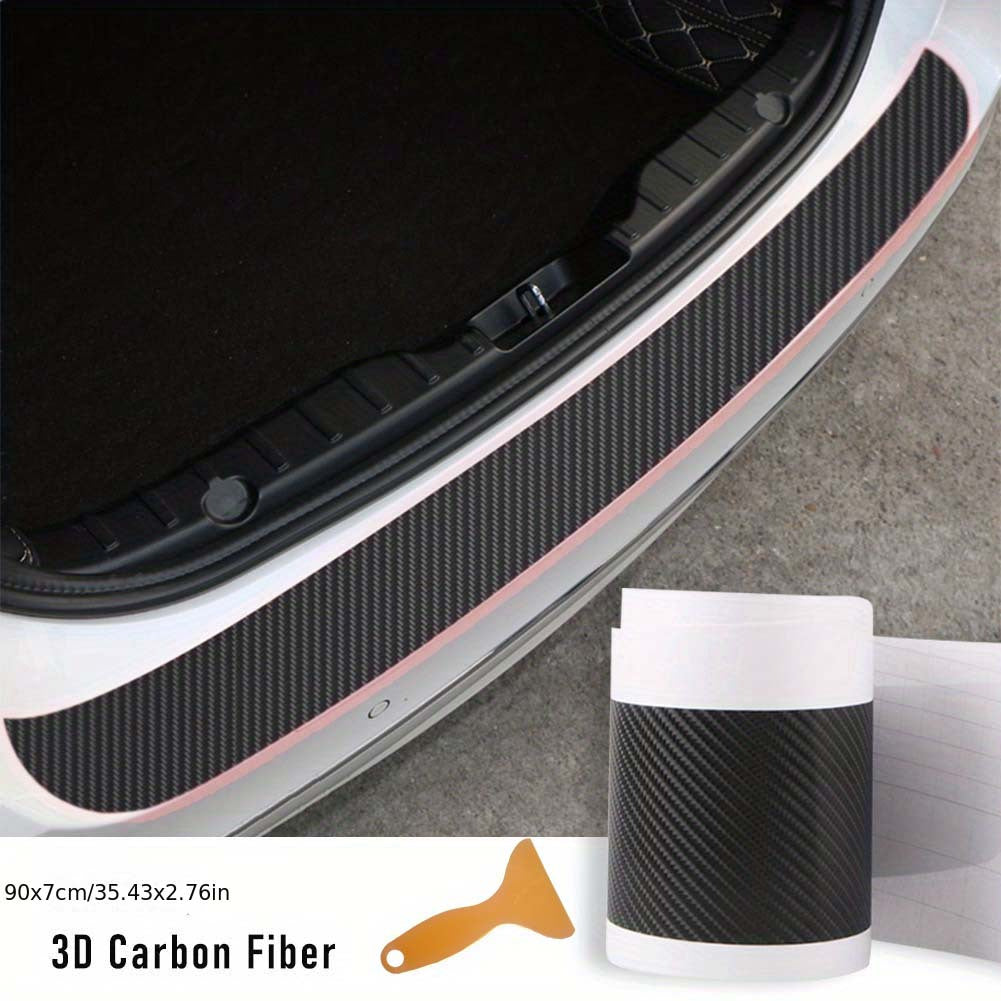 Universal Rear Trunk Guard Plate Sticker 3D Carbon Fiber Scratch Protection