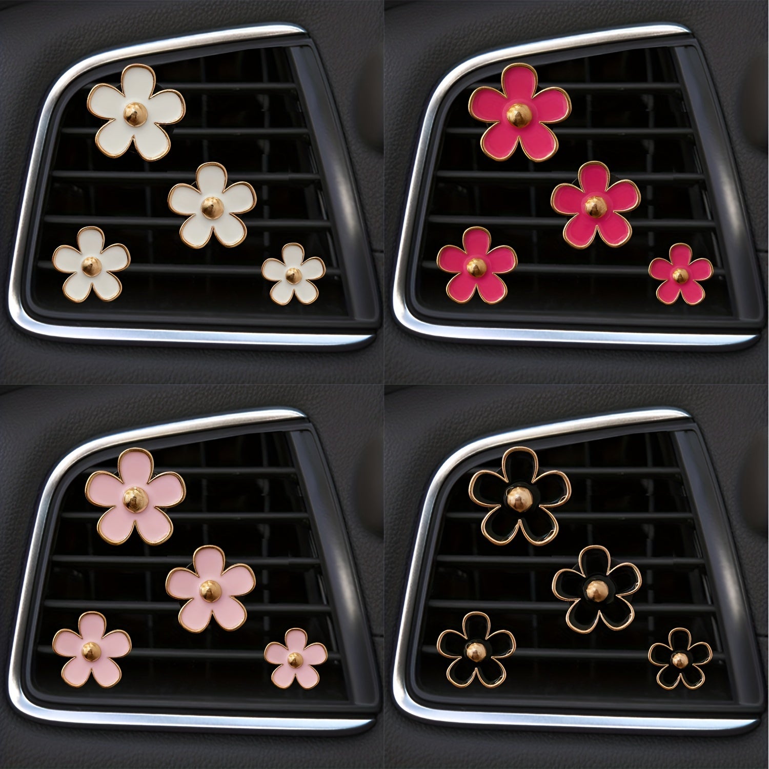 Women Small Daisy Flower Car Air Freshener Clip Set Decorative Air Outlet Accessories