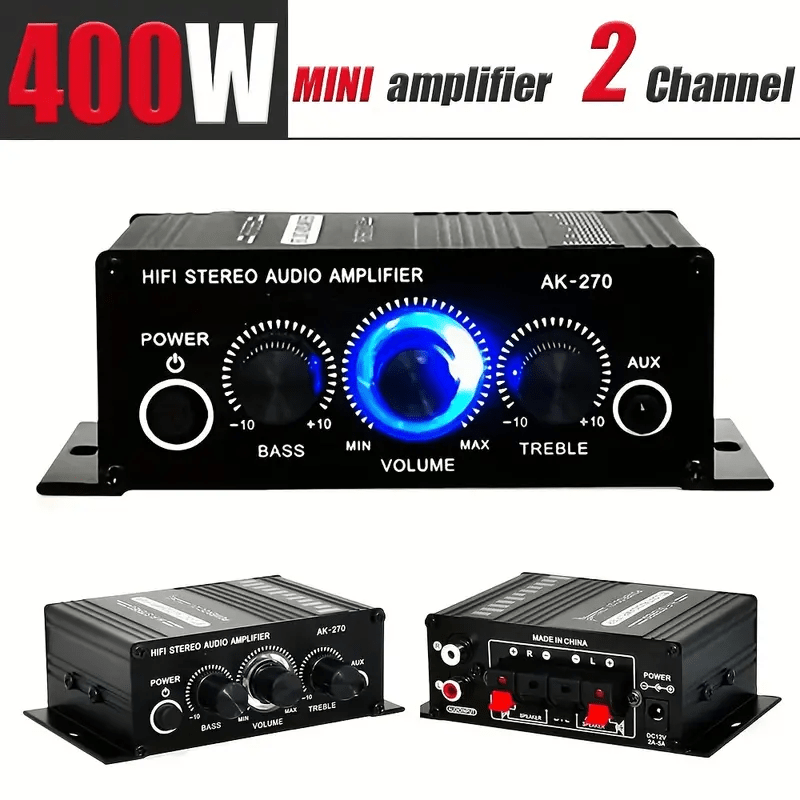 Universal Car Audio Power Amplifier 400W Stereo Mini Sound Amp for Home Theater