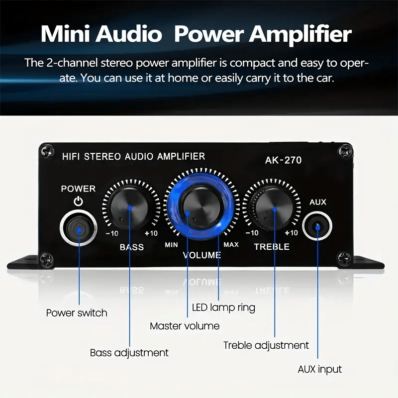 Universal Car Audio Power Amplifier 400W Stereo Mini Sound Amp for Home Theater