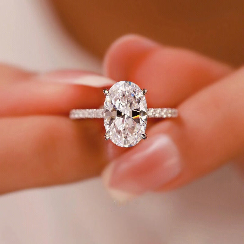 Women's Moissanite Ring 2/3ct Egg Shape Silver Jewelry Gift Certificate