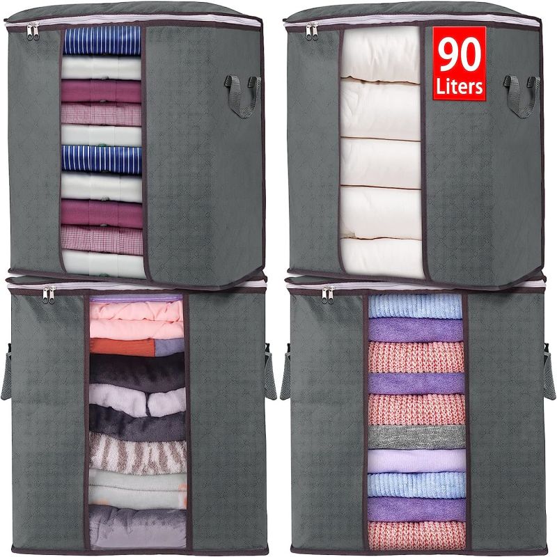 Set of Six 90L Extra Large Storage Bags for Clothes Bedding and Comforters