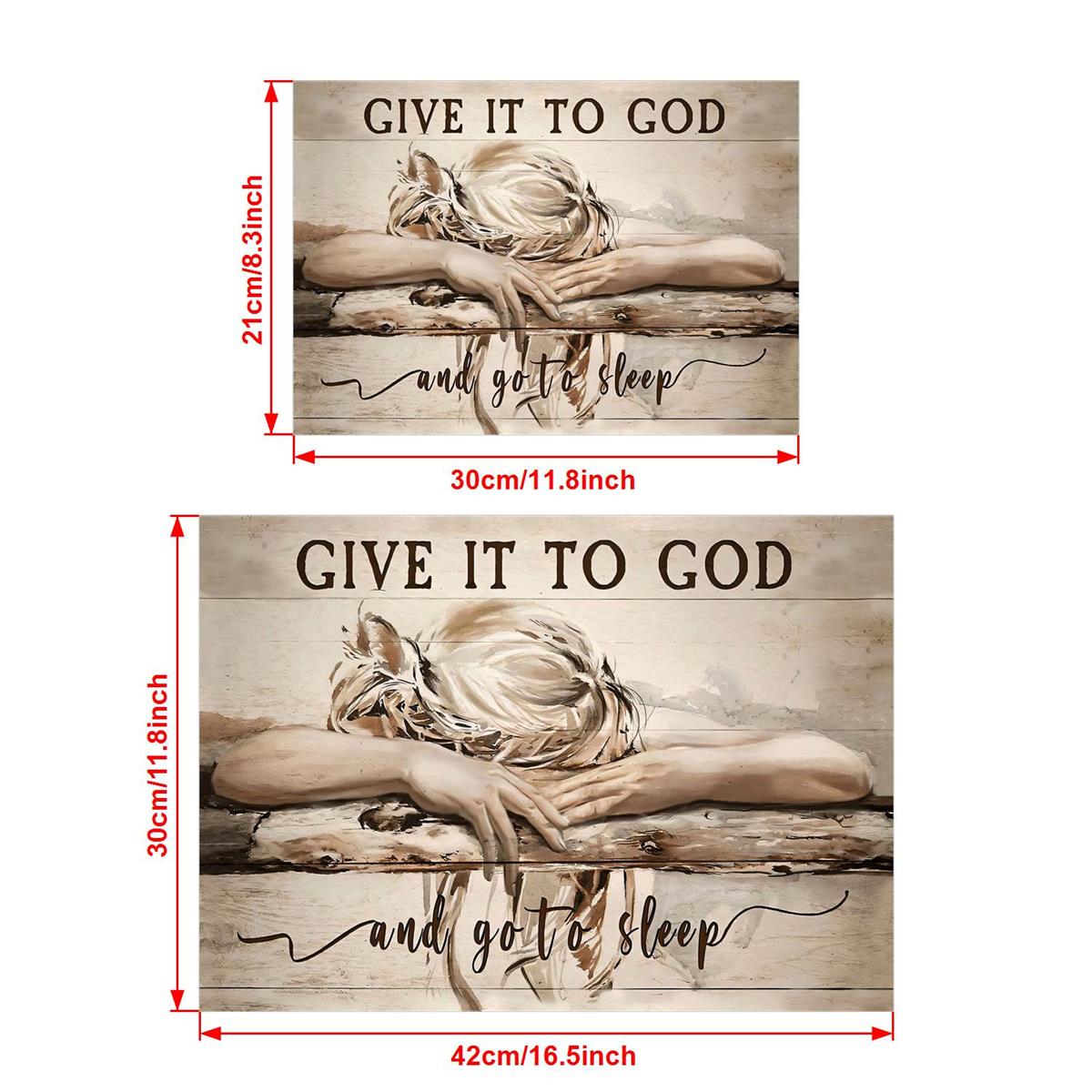 Christian Canvas Wall Art Religious Landscape Scene with Sleeping Girl Giving Worries to God for Home Decor