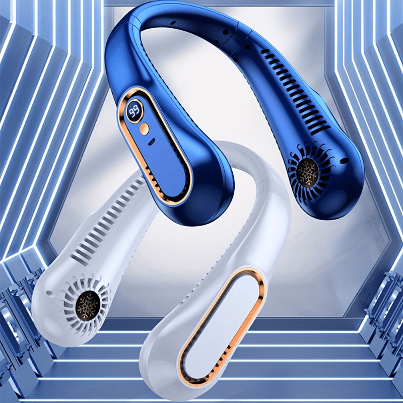 USB Rechargeable Neck Fan with 5 Speed Adjustable Cooling Digital Display