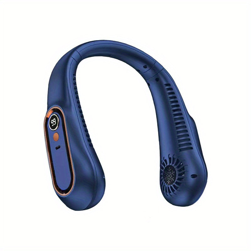 USB Rechargeable Neck Fan with 5 Speed Adjustable Cooling Digital Display