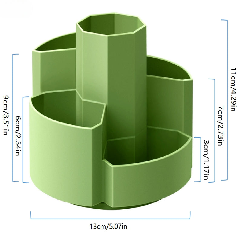 Desk Organizer with 5 Rotating Pen Slots, Office and School Supplies Storage