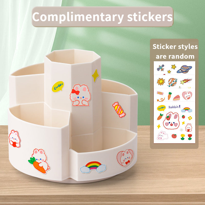 Desk Organizer with 5 Rotating Pen Slots, Office and School Supplies Storage