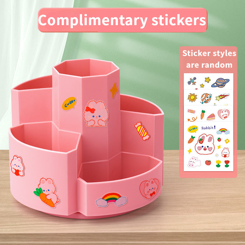 Desk Organizer with 5 Rotating Pen Slots, Office and School Supplies Storage