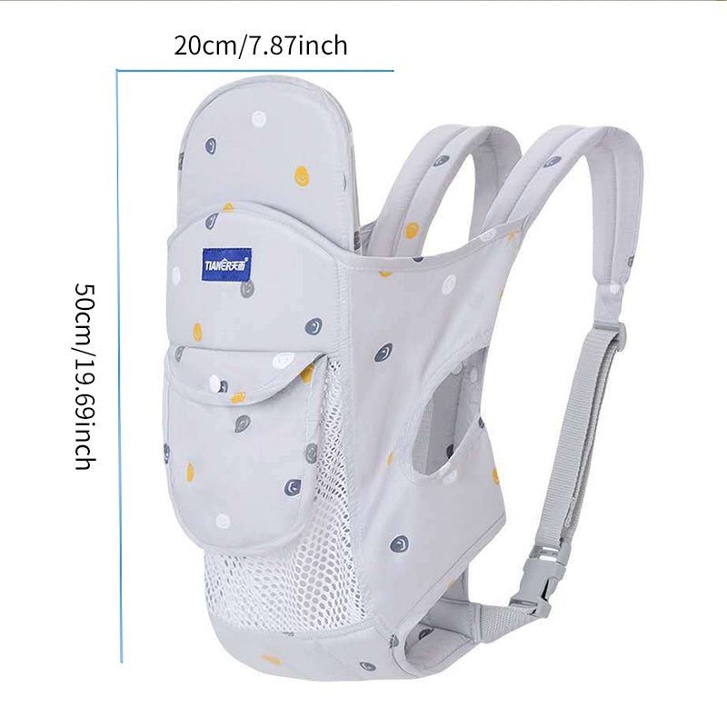 Baby Carrier for Kids Front and Back Sling Polyester with Strong Buckle Closure Gray Pink Blue