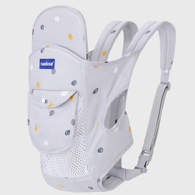 Baby Carrier for Kids Front and Back Sling Polyester with Strong Buckle Closure Gray Pink Blue