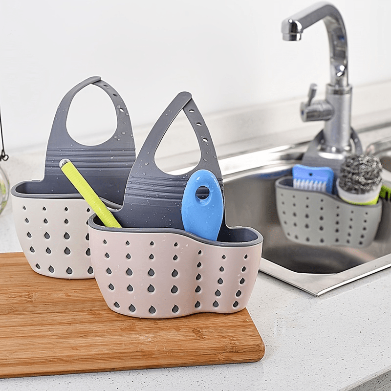 Plastic double-layer sink hanging basket for kitchen storage