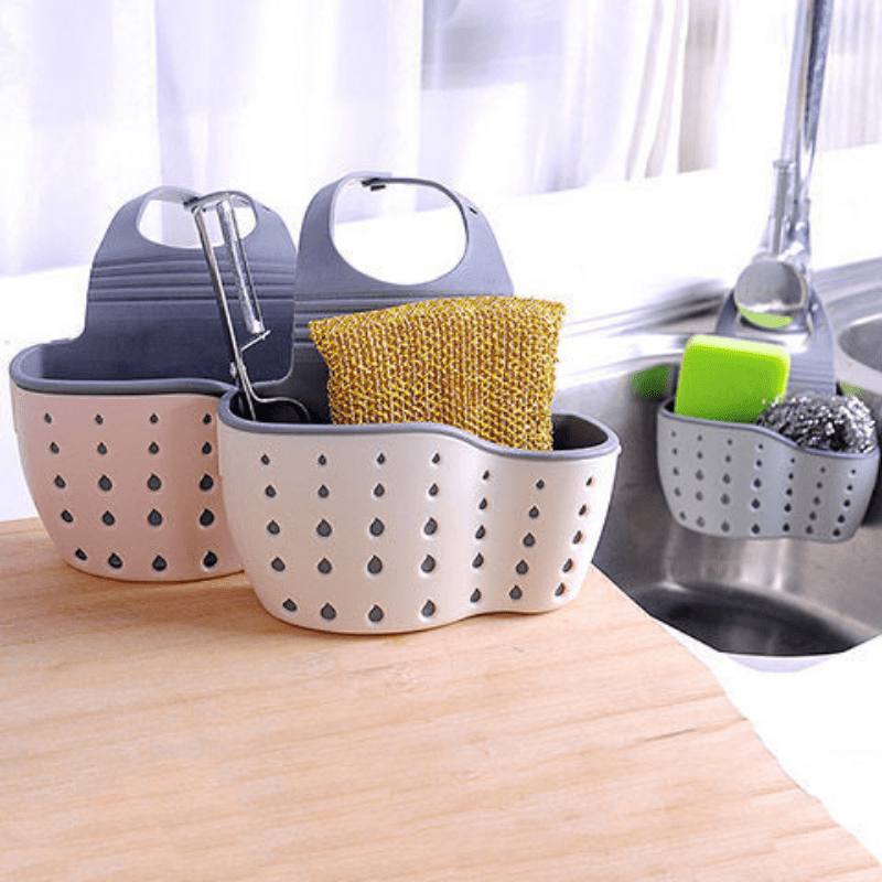 Plastic double-layer sink hanging basket for kitchen storage