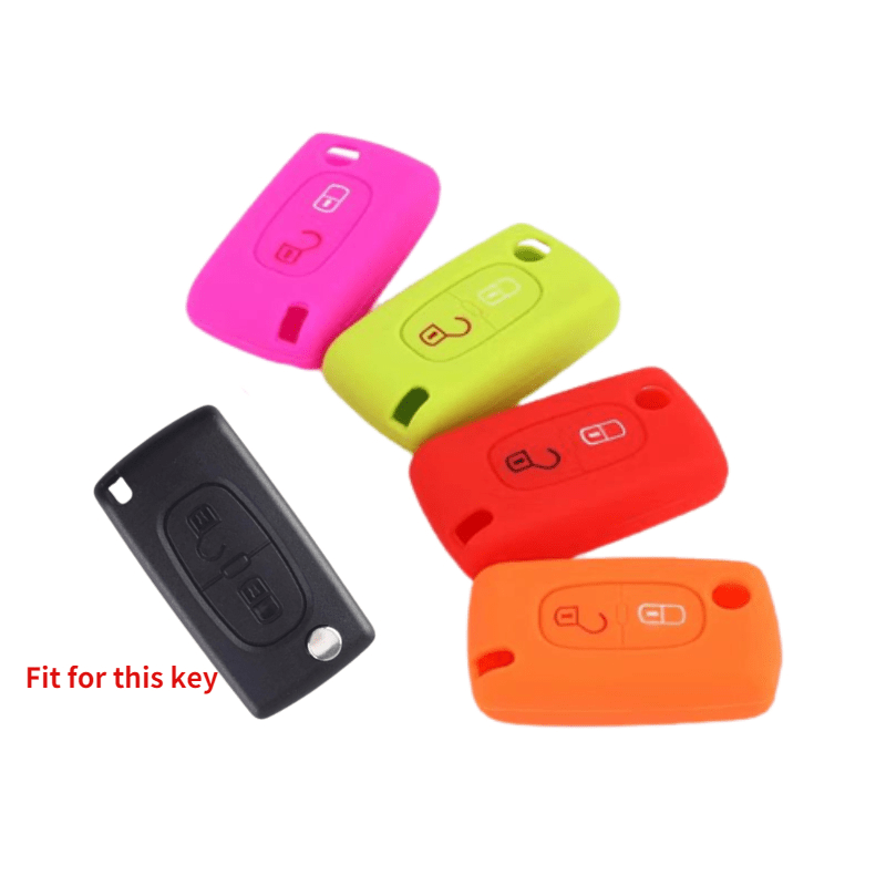 Silicone Car Key Cover for Peugeot Citroen 2 Buttons Protective Shell