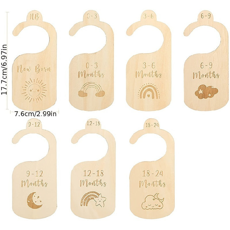 Set of 7 Wooden Baby Closet Dividers for Infant Clothing Organization Nursery Decor