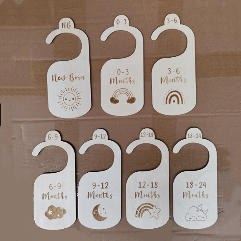 Set of 7 Wooden Baby Closet Dividers for Infant Clothing Organization Nursery Decor