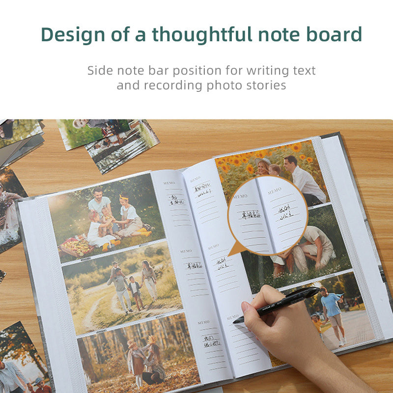 Vintage Photo Album with 300 Pockets and Handwritten Paper Core for Baby Memories and Holidays