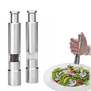 Stainless Steel Salt and Pepper Grinder with Thumb Pump Design for Kitchen Use