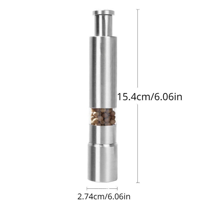Stainless Steel Salt and Pepper Grinder with Thumb Pump Design for Kitchen Use
