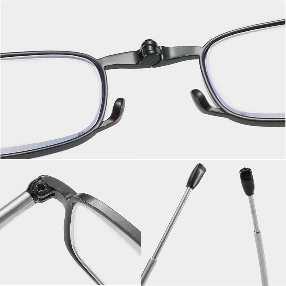 Metal Frame Presbyopia Reading Glasses Foldable Lightweight with Zipper Bag +150 to +350