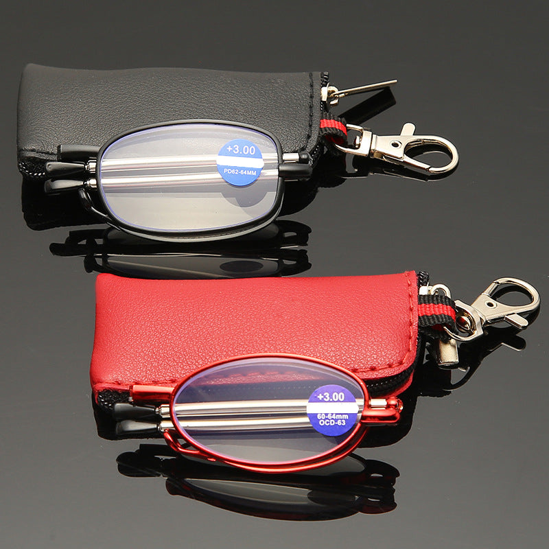 Metal Frame Presbyopia Reading Glasses Foldable Lightweight with Zipper Bag +150 to +350