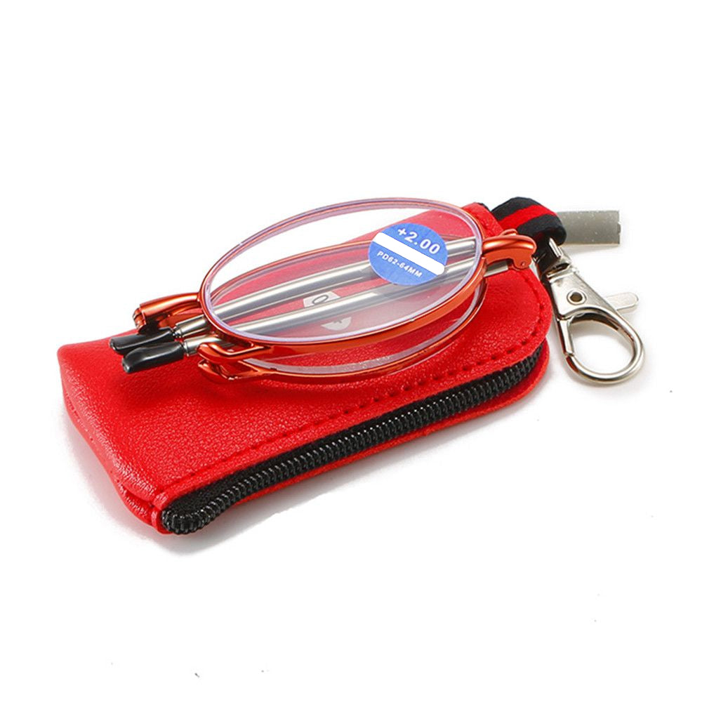 Metal Frame Presbyopia Reading Glasses Foldable Lightweight with Zipper Bag +150 to +350