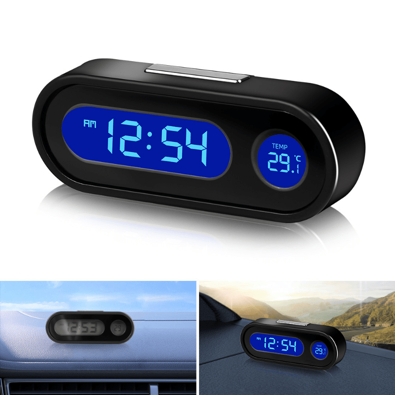 Digital Car Clock with Luminous Thermometer and LCD Backlight for Vehicles