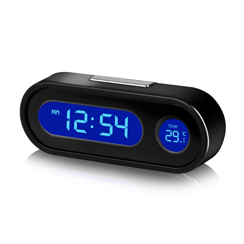 Digital Car Clock with Luminous Thermometer and LCD Backlight for Vehicles