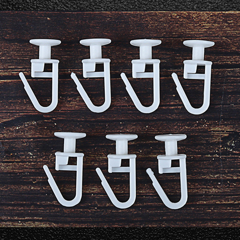 Set of 20 White Plastic Shower Curtain Hooks with Pleated Design for Smooth Movement