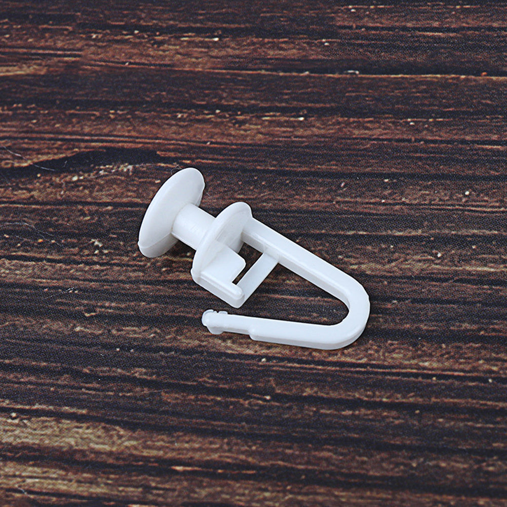 Set of 20 White Plastic Shower Curtain Hooks with Pleated Design for Smooth Movement