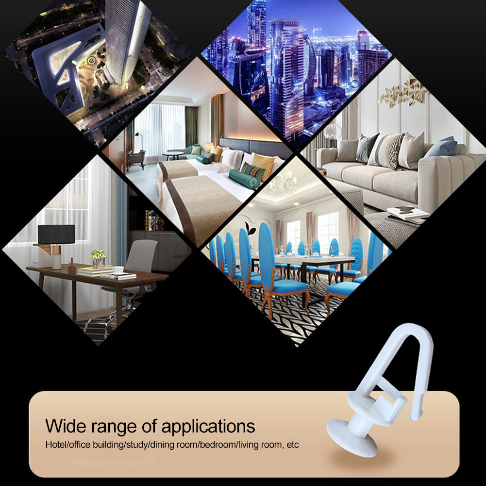 Set of 20 White Plastic Shower Curtain Hooks with Pleated Design for Smooth Movement