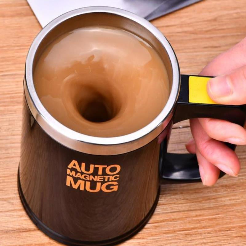 Self-Stirring Smart Mug with Magnetic Stirring Rod Stainless Steel Thermal Coffee Cup
